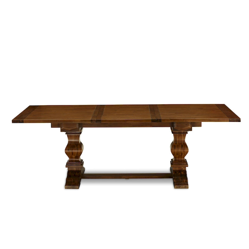 East West Furniture Ensemble Table à Manger - une Table en Bois et des Chaises en Tissu de Lin Beige Clair, (Options de Pièces)