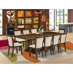 East West Furniture Ensemble Table à Manger - une Table en Bois et des Chaises en Tissu de Lin Beige Clair, (Options de Pièces)