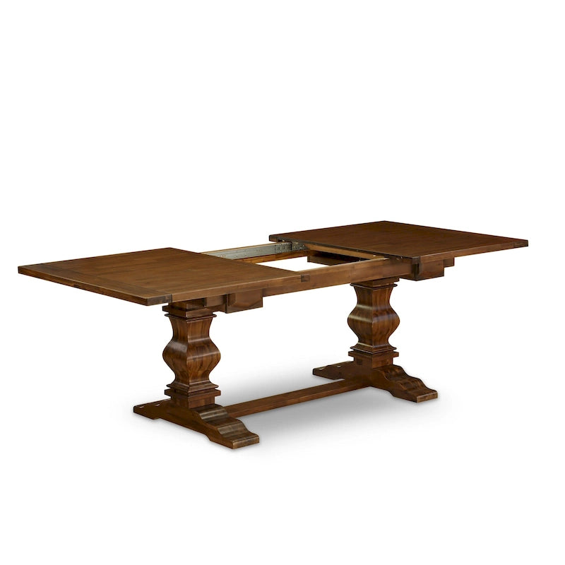 East West Furniture Ensemble Table à Manger - une Table en Bois et des Chaises en Tissu de Lin Beige Clair, (Options de Pièces)