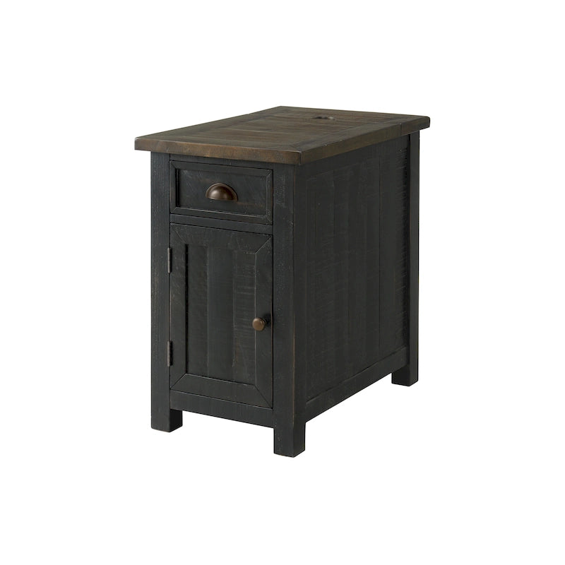 Table d'appoint de chevet Monterey en bois massif avec prises de courant cachées