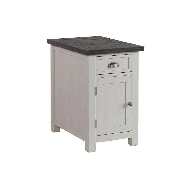 Table d'appoint de chevet Monterey en bois massif avec prises de courant cachées