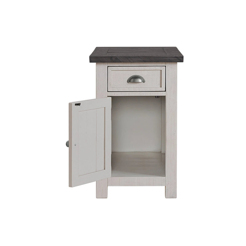 Table d'appoint de chevet Monterey en bois massif avec prises de courant cachées
