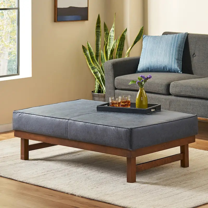 Poggiapiedi/Ottoman da cocktail Hillman Modern in microfibra con struttura in legno di Christopher Knight Home