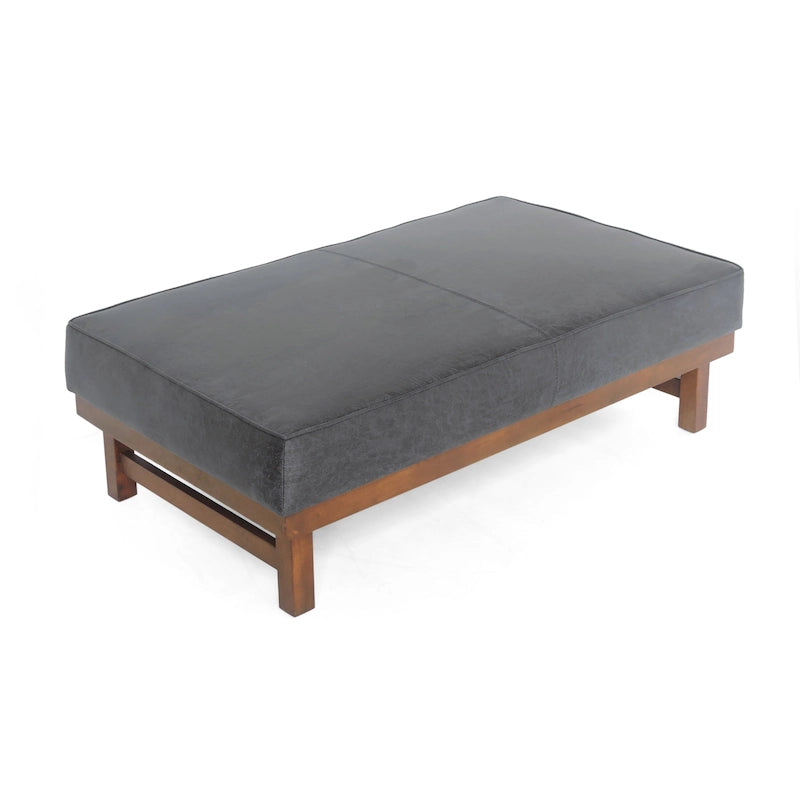 Poggiapiedi/Ottoman da cocktail Hillman Modern in microfibra con struttura in legno di Christopher Knight Home