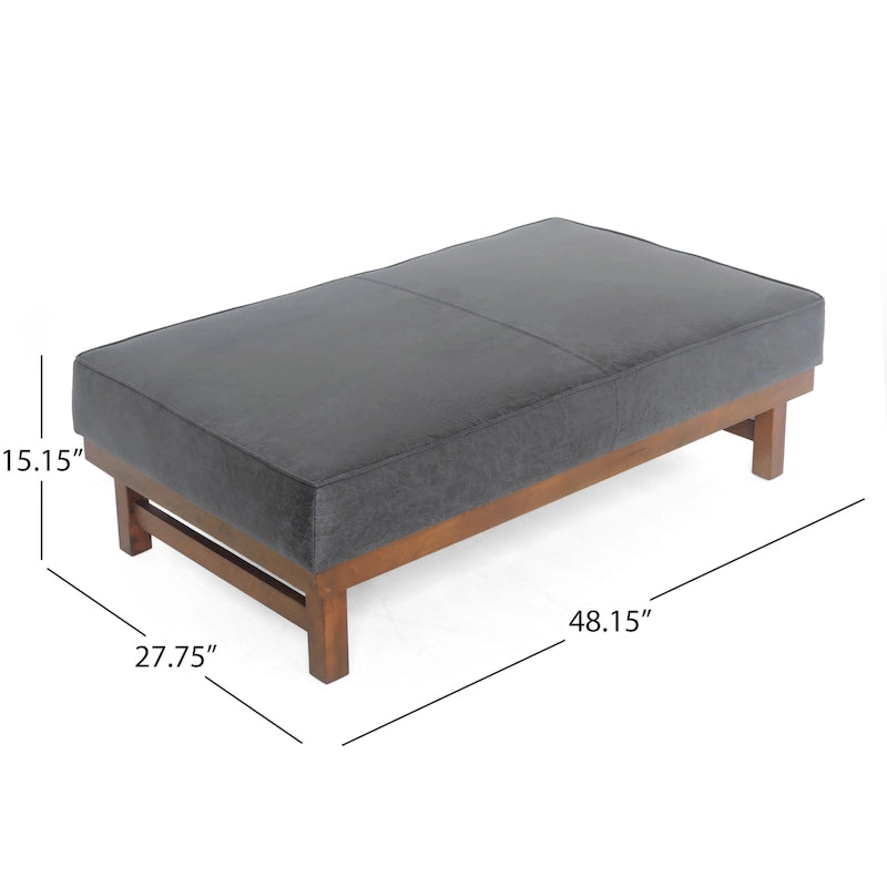 Poggiapiedi/Ottoman da cocktail Hillman Modern in microfibra con struttura in legno di Christopher Knight Home