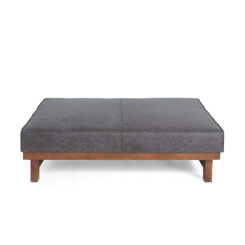 Poggiapiedi/Ottoman da cocktail Hillman Modern in microfibra con struttura in legno di Christopher Knight Home