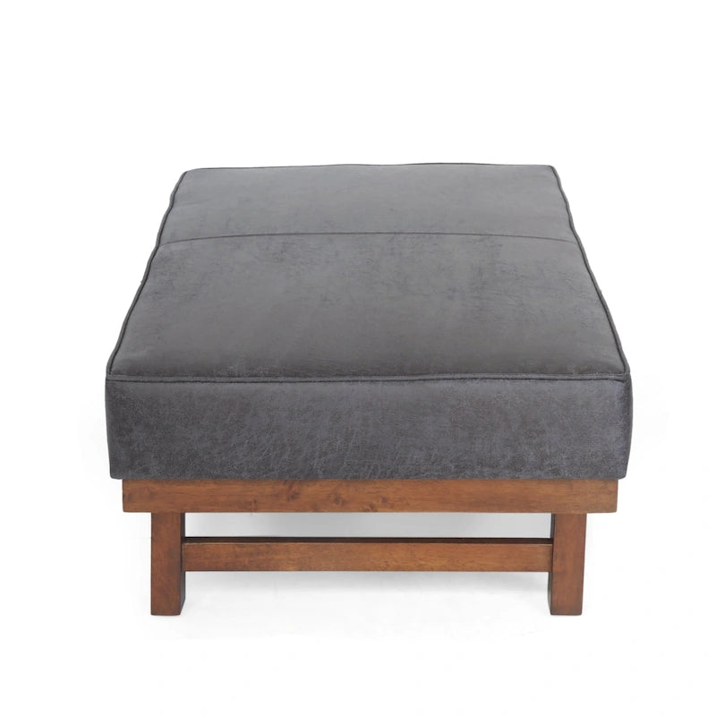 Poggiapiedi/Ottoman da cocktail Hillman Modern in microfibra con struttura in legno di Christopher Knight Home