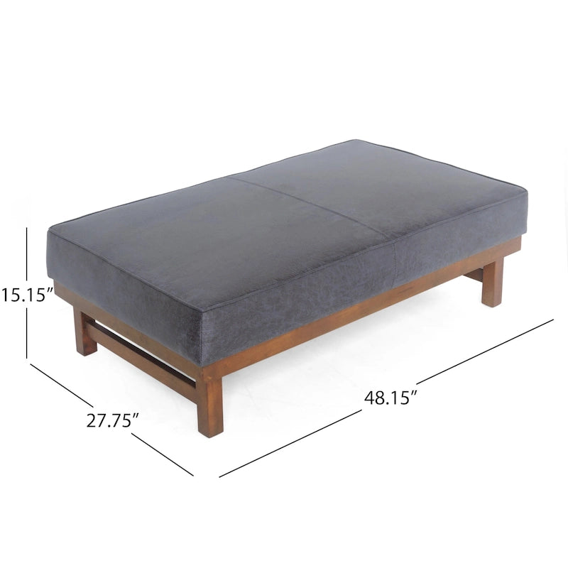 Poggiapiedi/Ottoman da cocktail Hillman Modern in microfibra con struttura in legno di Christopher Knight Home