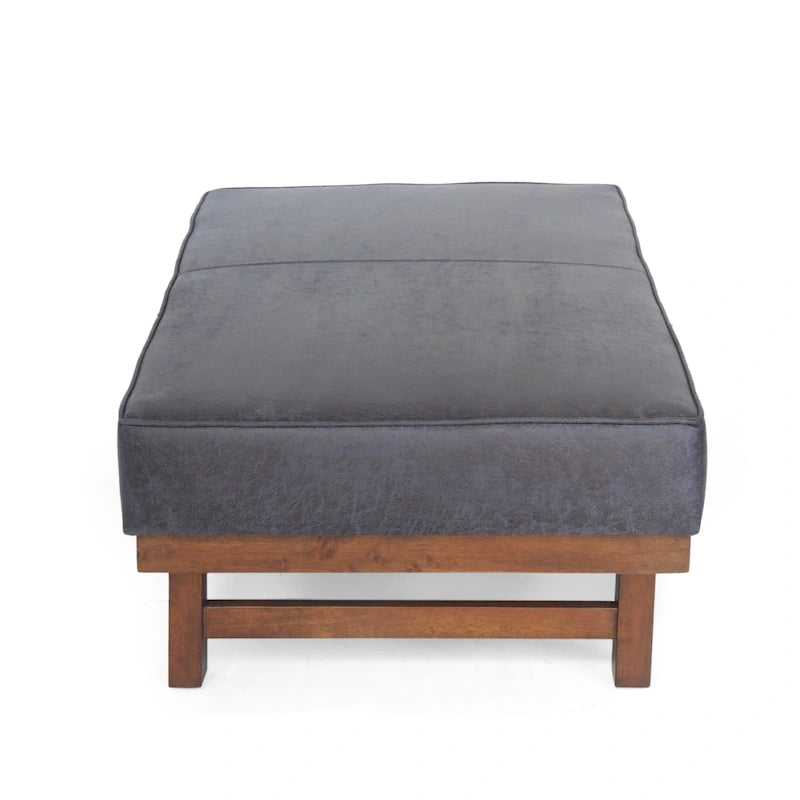 Poggiapiedi/Ottoman da cocktail Hillman Modern in microfibra con struttura in legno di Christopher Knight Home