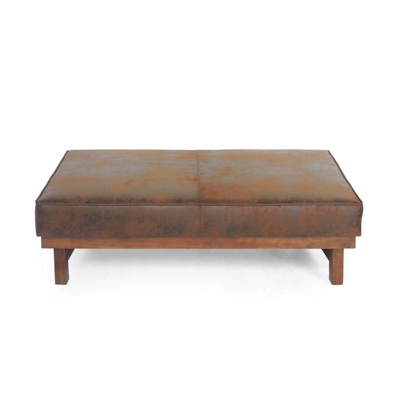 Poggiapiedi/Ottoman da cocktail Hillman Modern in microfibra con struttura in legno di Christopher Knight Home