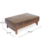 Poggiapiedi/Ottoman da cocktail Hillman Modern in microfibra con struttura in legno di Christopher Knight Home