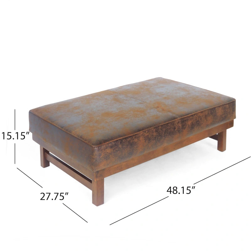 Poggiapiedi/Ottoman da cocktail Hillman Modern in microfibra con struttura in legno di Christopher Knight Home