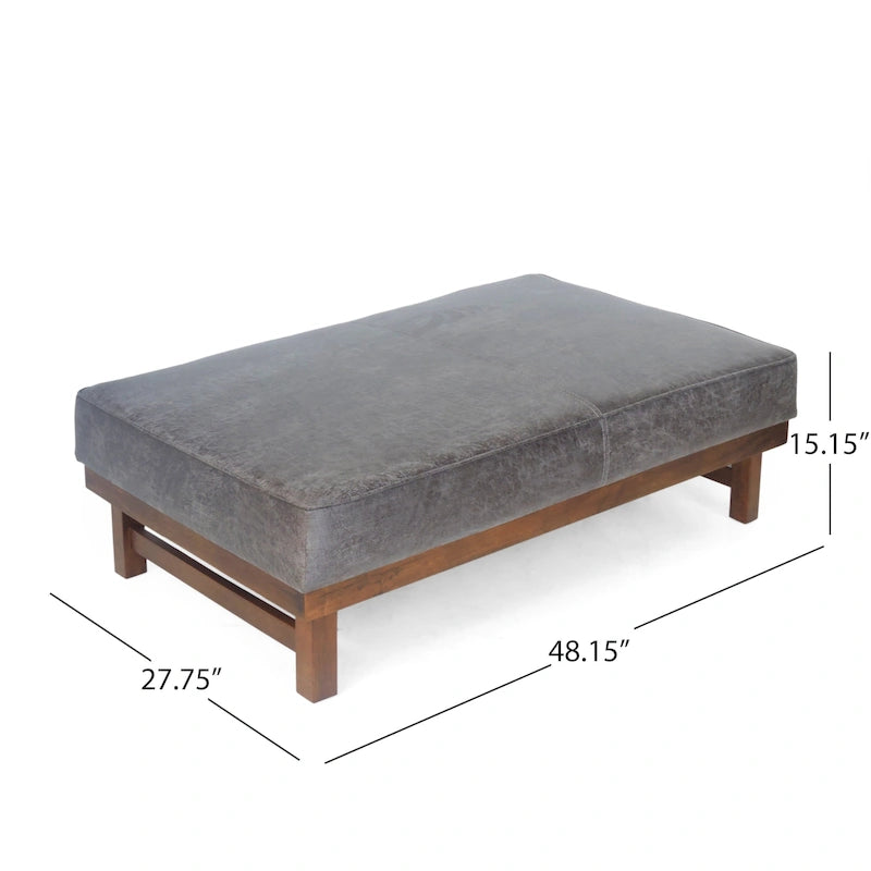 Poggiapiedi/Ottoman da cocktail Hillman Modern in microfibra con struttura in legno di Christopher Knight Home
