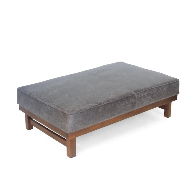 Poggiapiedi/Ottoman da cocktail Hillman Modern in microfibra con struttura in legno di Christopher Knight Home