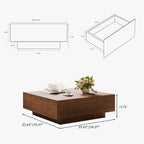Tavolino da Caffè Mid Century ModernTavolino da Salotto Minimalista in Legno Impiallacciato con Contenitore, Completamente Assemblato