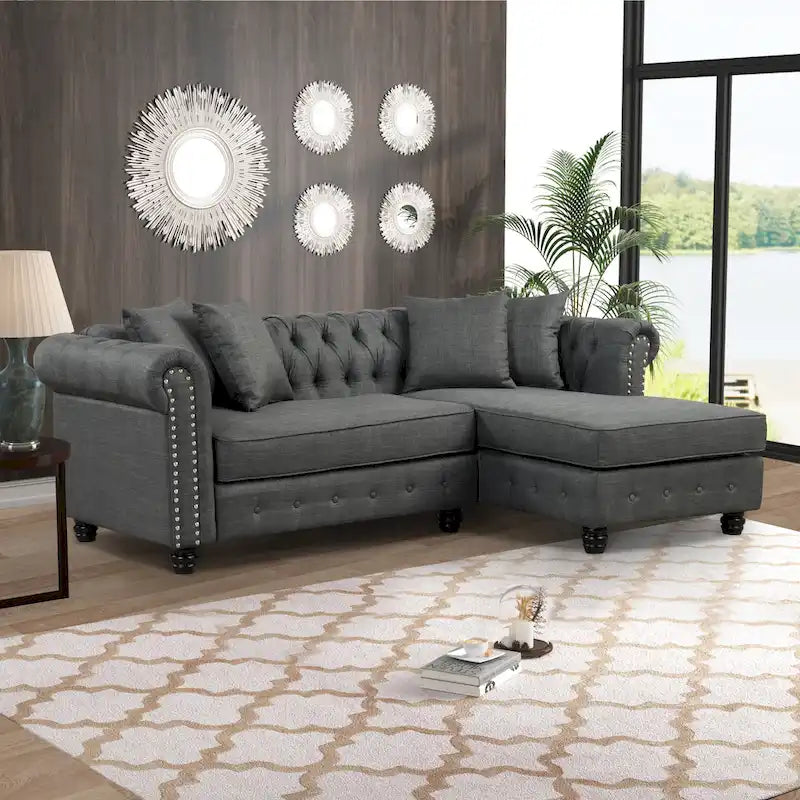 Divano Morden Fort Chesterfield - Divani Arredamento Soggiorno in Lino