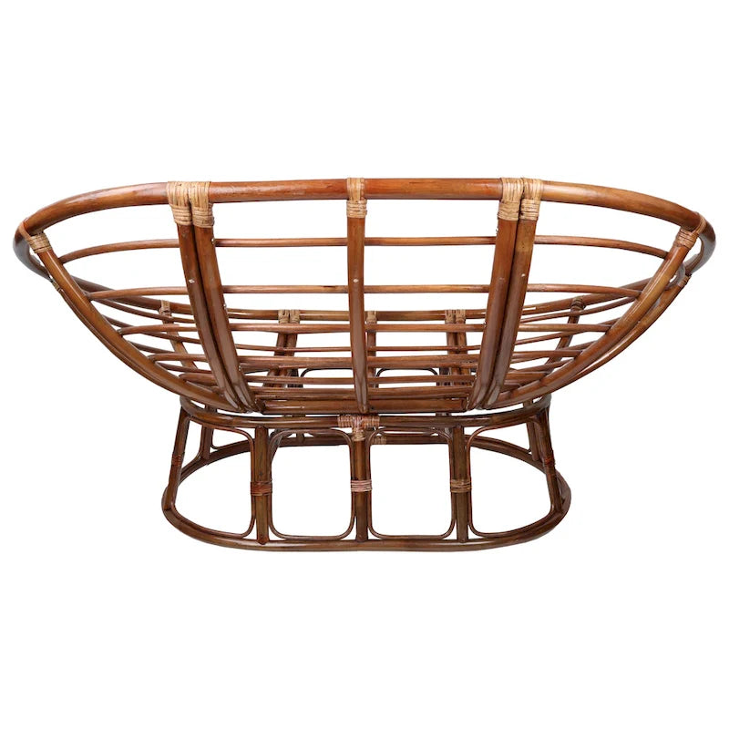 Fauteuil double Papasan en rotin Bali avec coussin en sergé