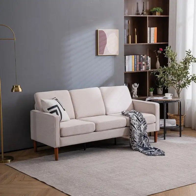 Divano a tre posti senza chaise longue con struttura in legno massiccio