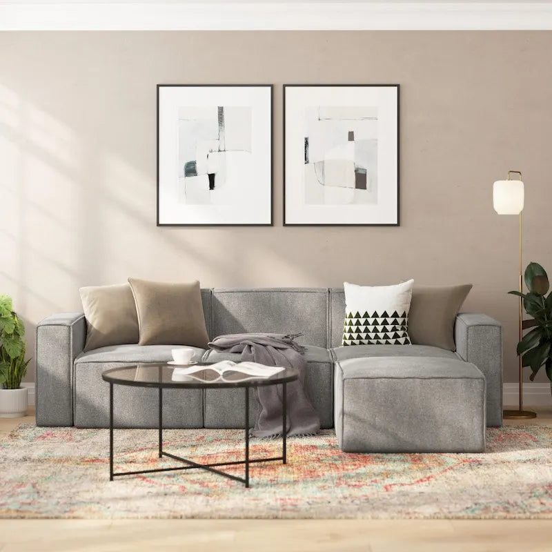 Fauteuil d'angle gauche modulaire contemporain et configurable avec accoudoir