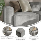 Fauteuil d'angle gauche modulaire contemporain et configurable avec accoudoir