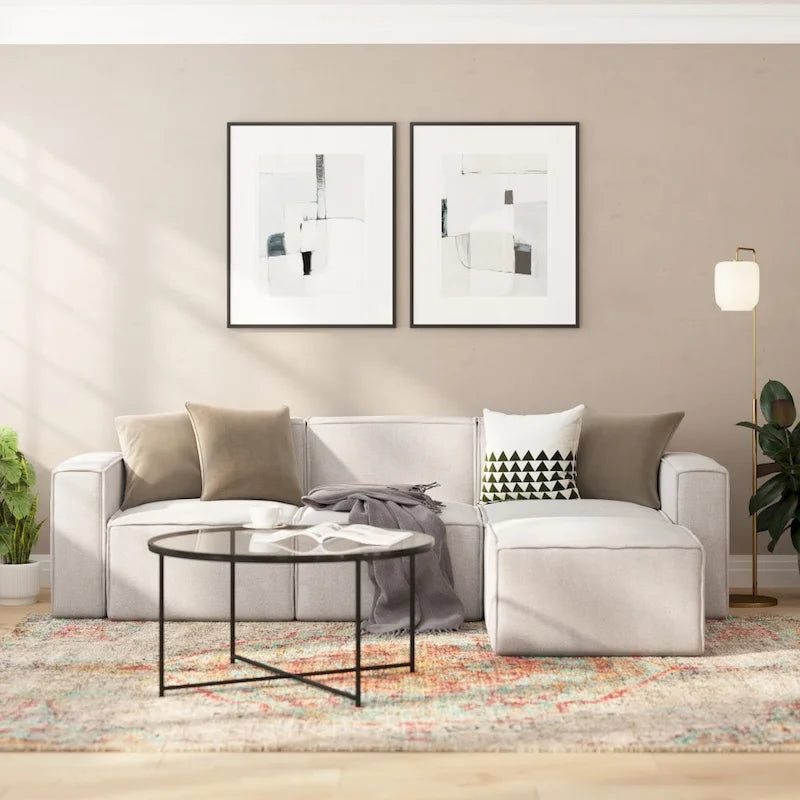 Fauteuil d'angle gauche modulaire contemporain et configurable avec accoudoir