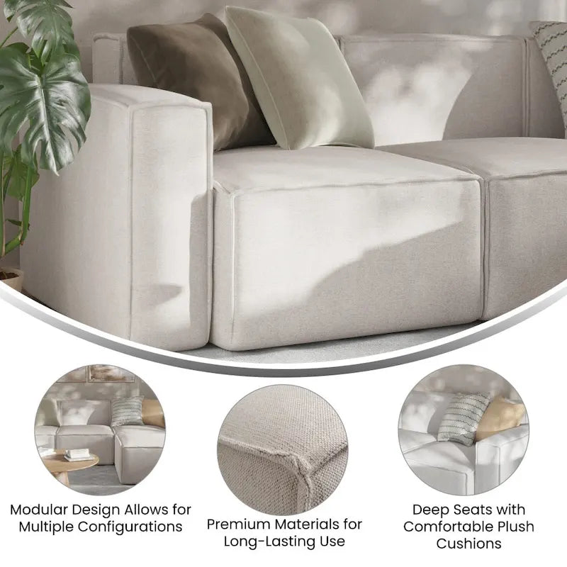 Fauteuil d'angle gauche modulaire contemporain et configurable avec accoudoir