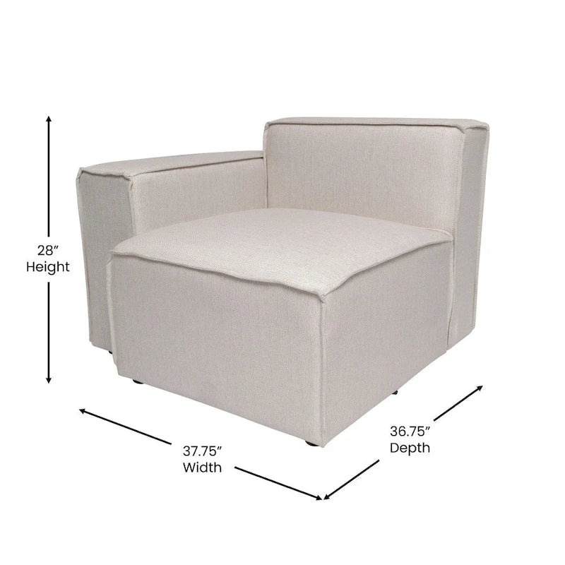 Fauteuil d'angle gauche modulaire contemporain et configurable avec accoudoir