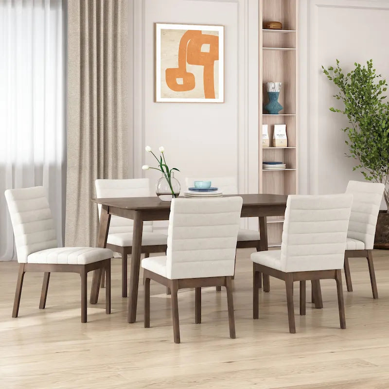 Sedie da pranzo imbottite Lancer con cuciture a canale (set di 6) di Christopher Knight Home
