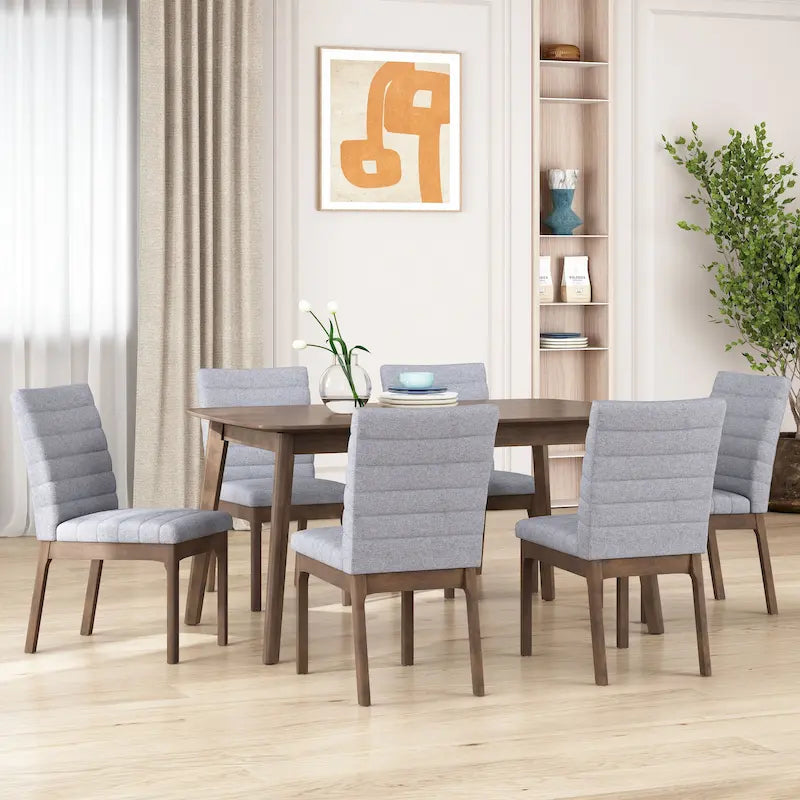 Sedie da pranzo imbottite Lancer con cuciture a canale (set di 6) di Christopher Knight Home