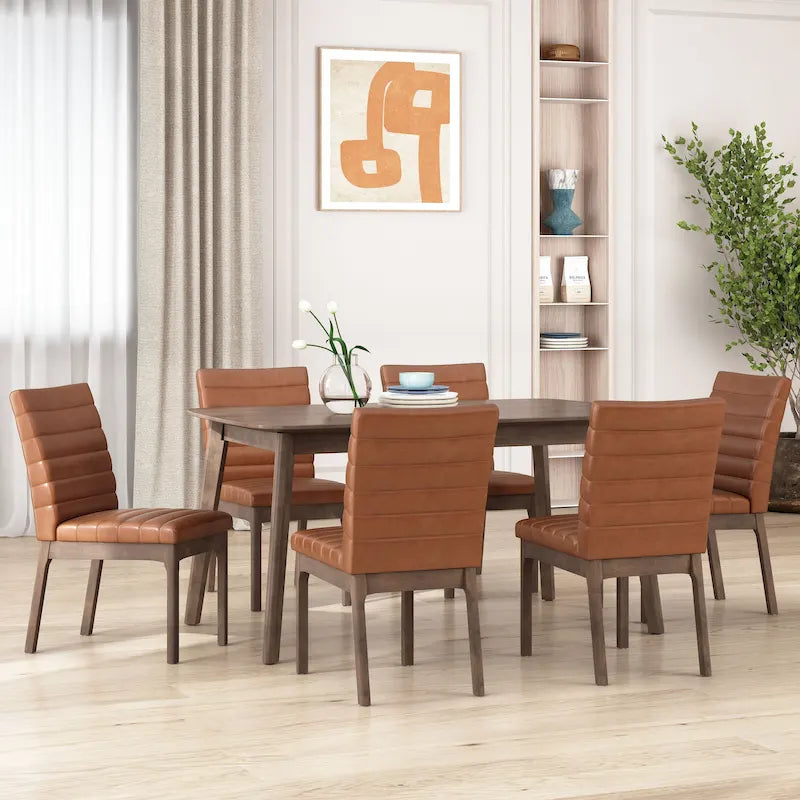 Sedie da pranzo imbottite Lancer con cuciture a canale (set di 6) di Christopher Knight Home