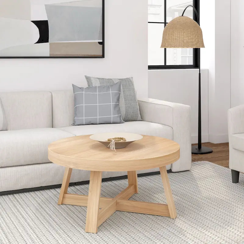 Table basse ronde classique en bois et poutre - 36