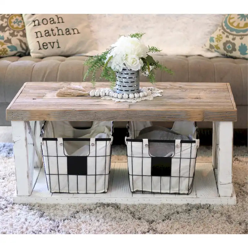 Table basse à pieds croisés en bois