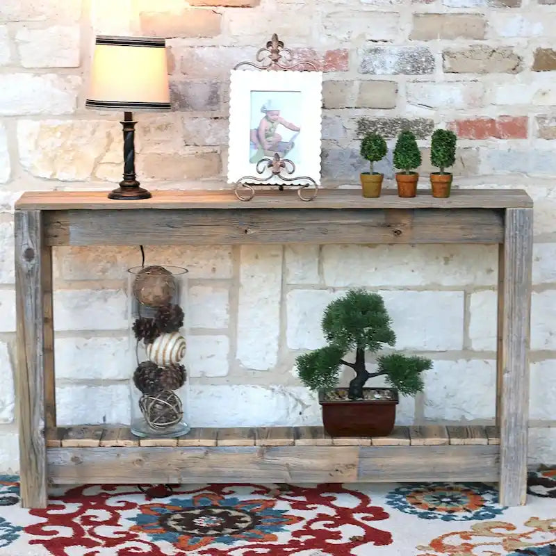Console d'entrée rustique en bois de récupération - 46L x 8L x 28H