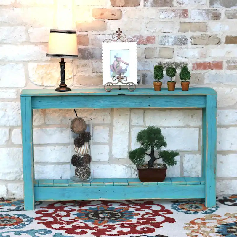 Console d'entrée rustique en bois de récupération - 46L x 8L x 28H