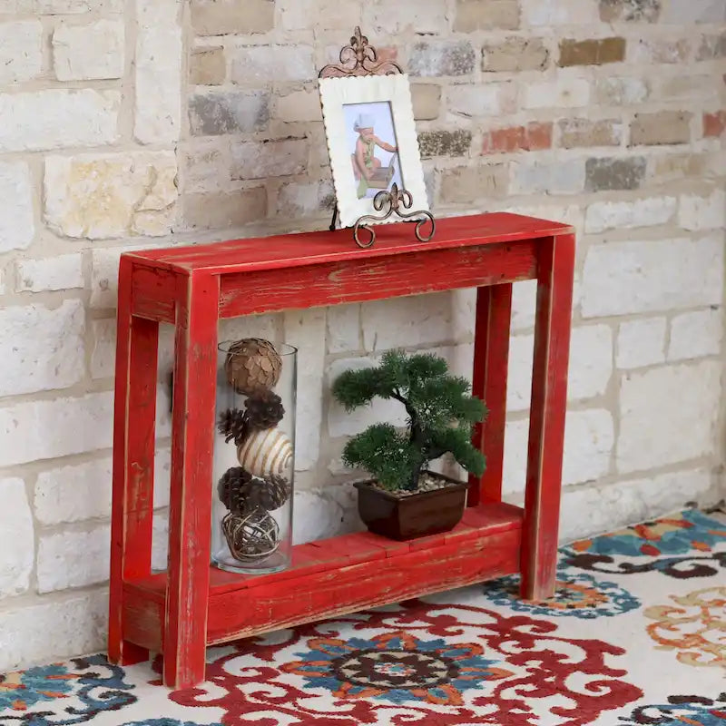 Console d'entrée rustique en bois de récupération - 46L x 8L x 28H