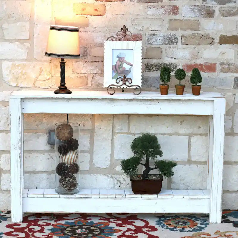 Consolle da Ingresso in Legno Rustico di Recupero - 117L x 20P x 71A cm