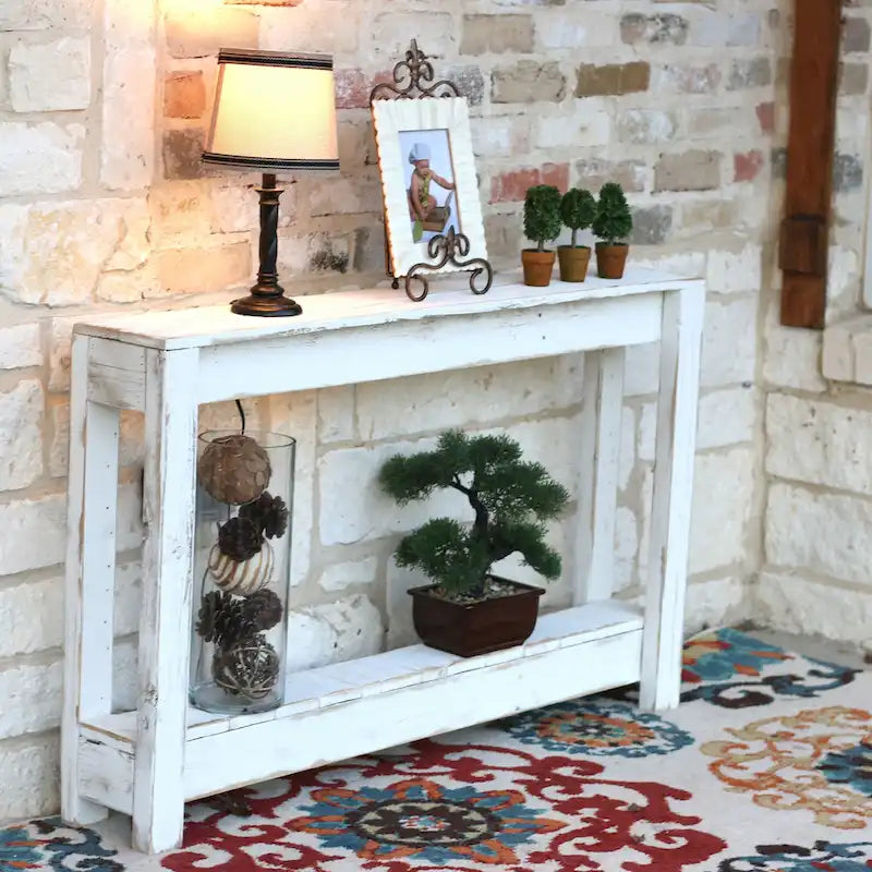 Consolle da Ingresso in Legno Rustico di Recupero - 117L x 20P x 71A cm