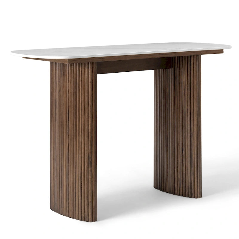 Console en marbre avec base cannelée pour entrée