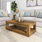 Tavolino rettangolare moderno Plank and Beam con ripiano