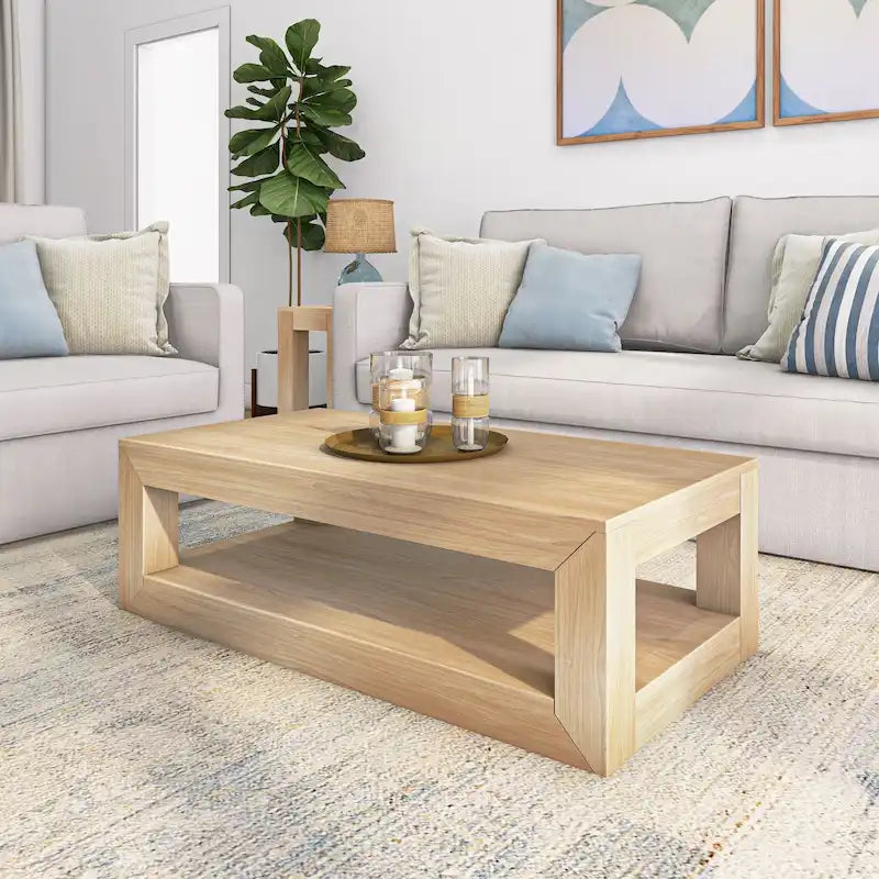Table basse rectangulaire moderne avec étagère Plank and Beam
