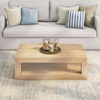 Tavolino rettangolare moderno Plank and Beam con ripiano