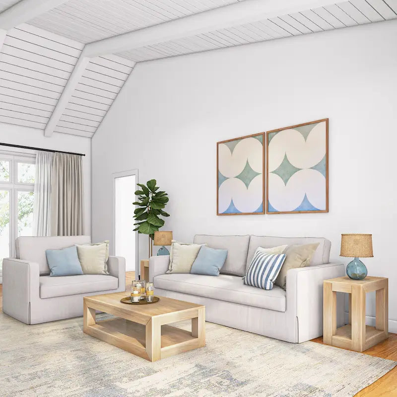 Tavolino rettangolare moderno Plank and Beam con ripiano