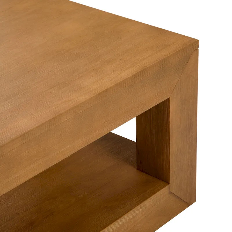 Tavolino rettangolare moderno Plank and Beam con ripiano