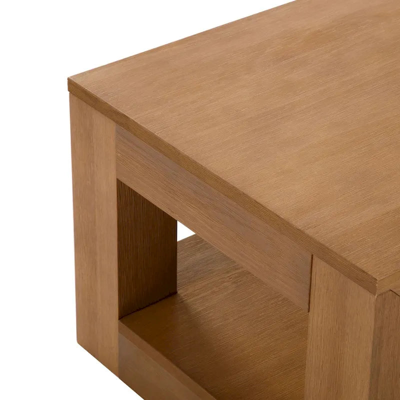 Tavolino rettangolare moderno Plank and Beam con ripiano