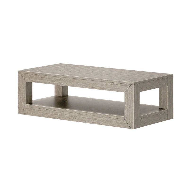 Tavolino rettangolare moderno Plank and Beam con ripiano