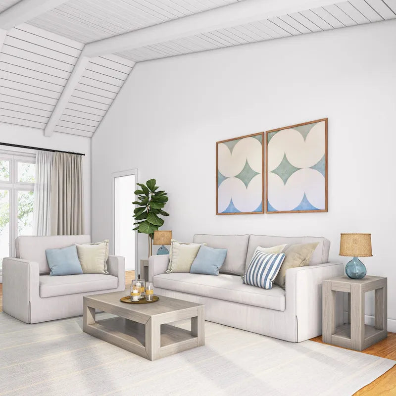 Tavolino rettangolare moderno Plank and Beam con ripiano