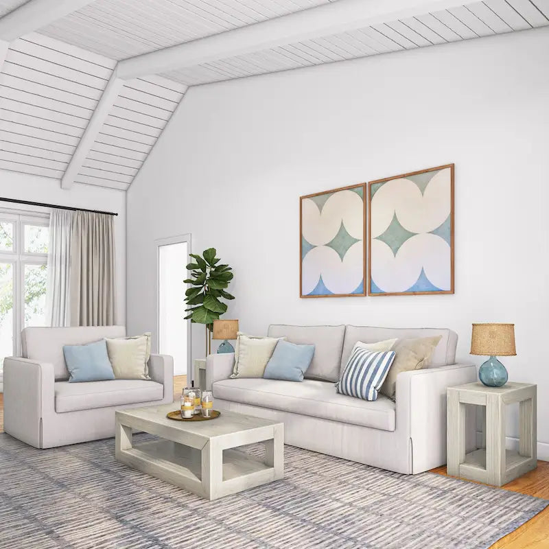 Tavolino rettangolare moderno Plank and Beam con ripiano
