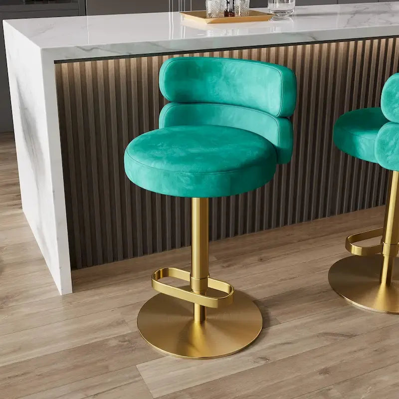 CAROCC Tabouret de bar en velours, réglable en hauteur et pivotant