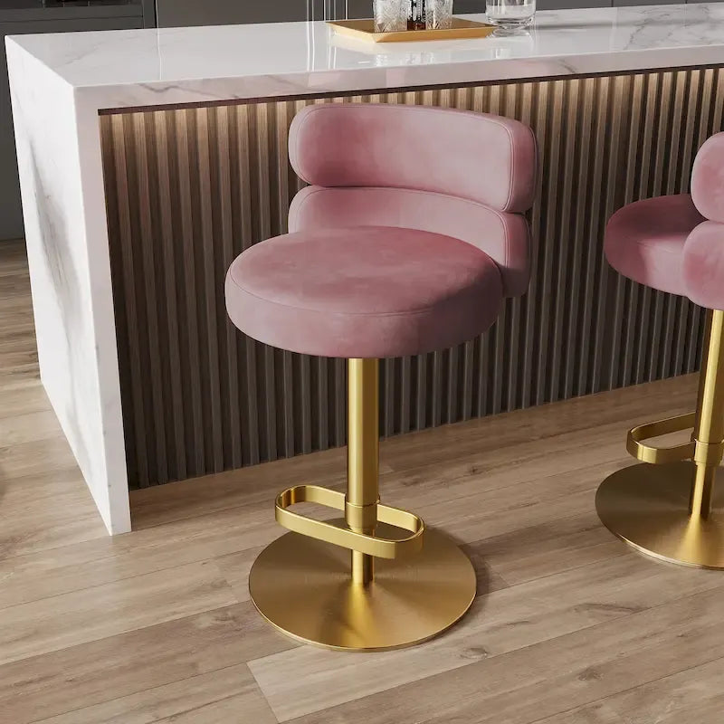 CAROCC Tabouret de bar en velours, réglable en hauteur et pivotant