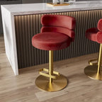 CAROCC Tabouret de bar en velours, réglable en hauteur et pivotant